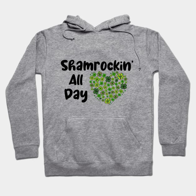 Shamrockin' All Day Heart Clovers Hoodie by SpringDesign888